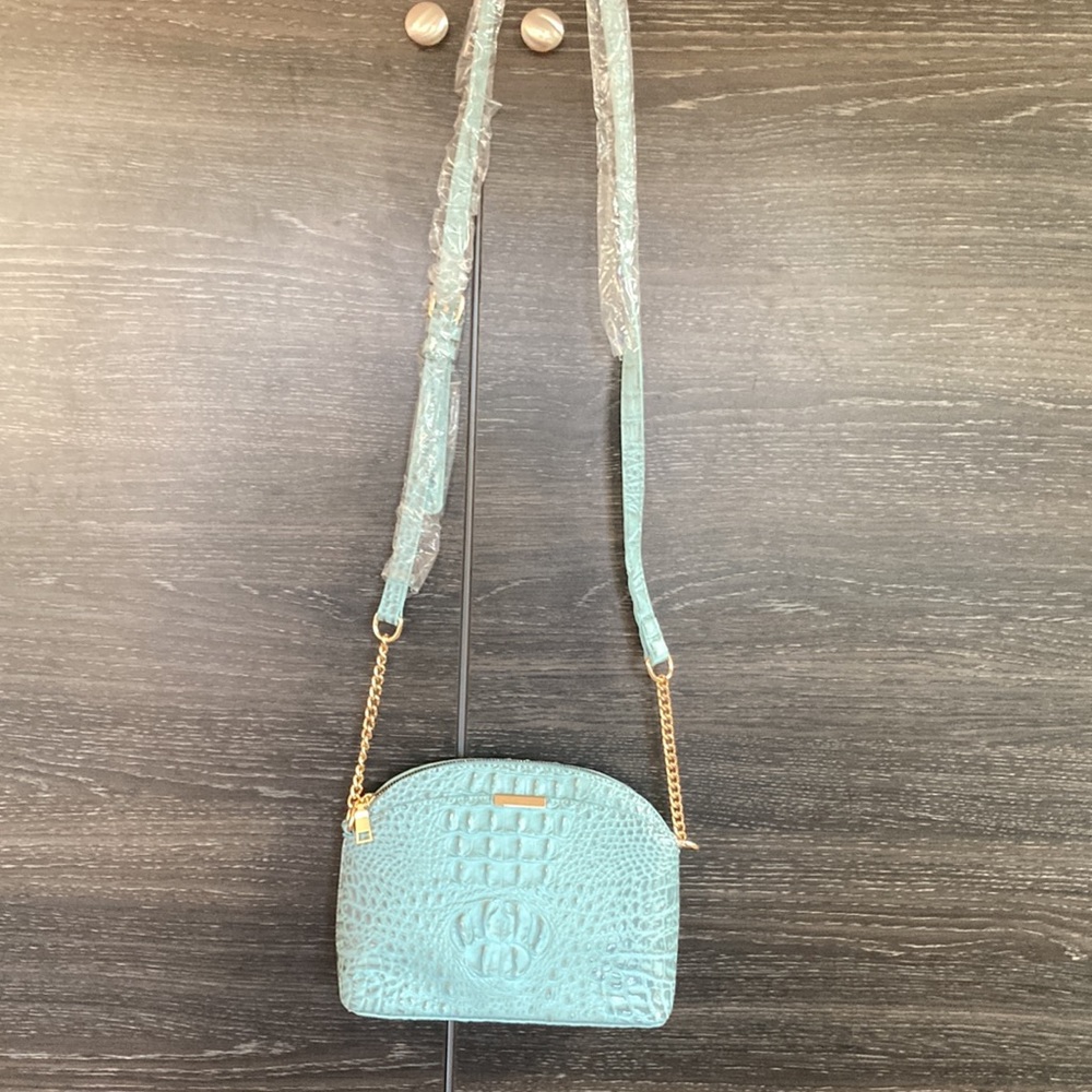 🩵Melbourne Croc Print Robin Egg Blue & Grey PU Leather Crossbody Bag